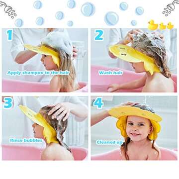 Hair Washing Hat Shower Bath Silicone Cap Soft Adjustable Visor Head Protector Shampoo Cap for Toddl...