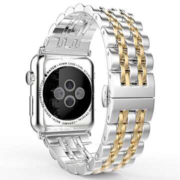 HUANLONG Solid Stainless Steel Band Compatible with Apple Watch 49mm 46mm 45mm 44mm 42mm 41mm 40mm 3...