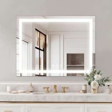 COOLJEEN Vanity Mirror with Lights, 23" x 18" LED Makeup Mirror, Lighted Makeup Mirror with 3 Color Modes, Detachable 10x Magnification and USB Charging, Tabletop & Wall-Mounted