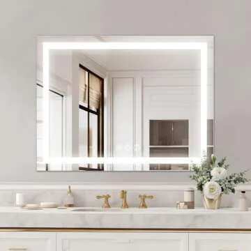 COOLJEEN Vanity Mirror with Lights, 23" x 18" LED Makeup Mirror, Lighted Makeup Mirror with 3 Color Modes, Detachable 10x Magnification and USB Charging, Tabletop & Wall-Mounted