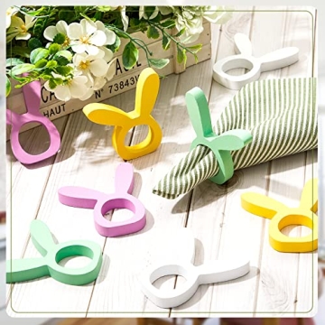 8 Wooden Bunny Napkin Rings for Perfect Easter Table Decor