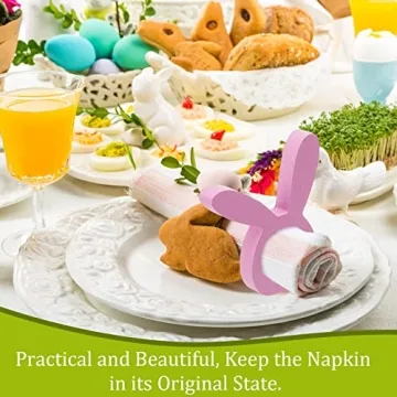 8 Wooden Bunny Napkin Rings for Perfect Easter Table Decor