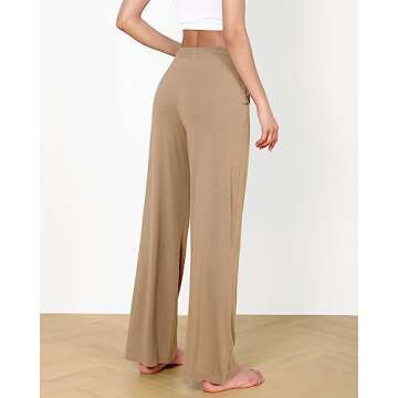 ODODOS Women's Lounge Pants with Pockets Drawstring Lightweight Loose Comfy Casual Pajama Pants-30 Inseam, Peanut, Large