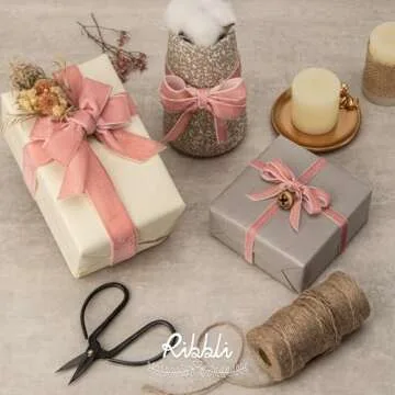 Ribbli Rose Gold Velvet Ribbon 5/8 Inches Continuous10 Yard Spool Dusty Pink Christmas Ribbon for Gift Wrapping Crafts Home Decor