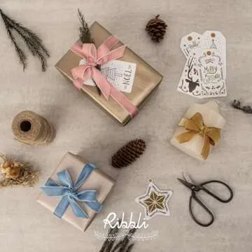 Ribbli Rose Gold Velvet Ribbon 5/8 Inches Continuous10 Yard Spool Dusty Pink Christmas Ribbon for Gift Wrapping Crafts Home Decor