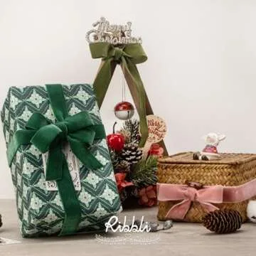 Ribbli Rose Gold Velvet Ribbon 5/8 Inches Continuous10 Yard Spool Dusty Pink Christmas Ribbon for Gift Wrapping Crafts Home Decor