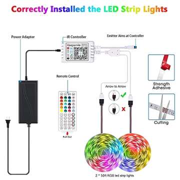 Led Strip Lights 100 Feet LEELEBERD Light Strips App Control and Remote Bluetooth Strip Lights Sync ...