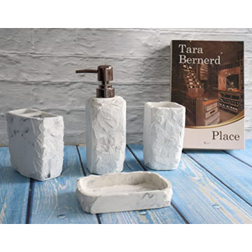 Hymmah Marble Bathroom Accessories Set for Elegant Decor