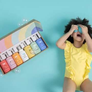 Dabble & Dollop Rainbow of Bubbles, Natural Bath, Body Wash, Shampoo & Conditioner for Kids, USA-Made, Paraben & Sulfate Free, Vegan, Gluten-Free, Tear-Free, (Set of 7)