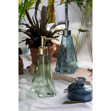 Elegant Glass Soap Dispenser with Gold Pump for Home