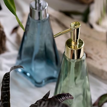 Elegant Glass Soap Dispenser with Gold Pump for Home