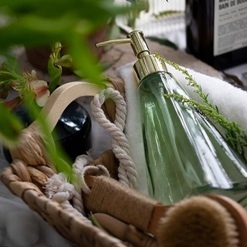 Elegant Glass Soap Dispenser with Gold Pump for Home