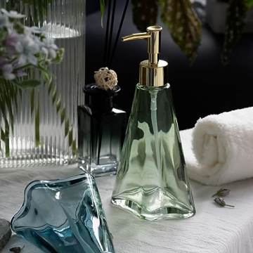 Elegant Glass Soap Dispenser with Gold Pump for Home
