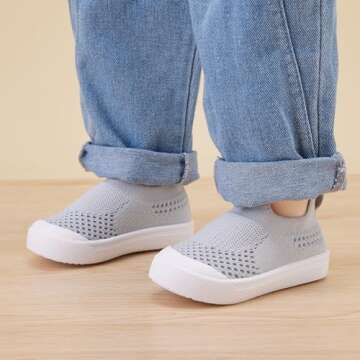Baby Walking Shoes First Boy Girl Walker Infant Sock Tennis Mesh Sneakers Breathable 6 9 12 18 24 Months Grey Size 12-18 Months Infant