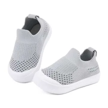 Baby Walking Shoes First Boy Girl Walker Infant Sock Tennis Mesh Sneakers Breathable 6 9 12 18 24 Months Grey Size 12-18 Months Infant