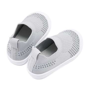 Baby Walking Shoes First Boy Girl Walker Infant Sock Tennis Mesh Sneakers Breathable 6 9 12 18 24 Months Grey Size 12-18 Months Infant