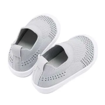 Baby Walking Shoes First Boy Girl Walker Infant Sock Tennis Mesh Sneakers Breathable 6 9 12 18 24 Months Grey Size 12-18 Months Infant