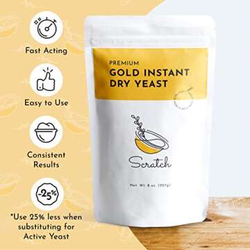 Scratch Gold Yeast - Instant Dry Yeast for a Rapid Rise - Add Straight to Dry Mix - Perfect for Maki...