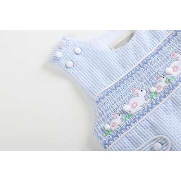 Charming Lil Cactus Blue Shortall with Bunny Design
