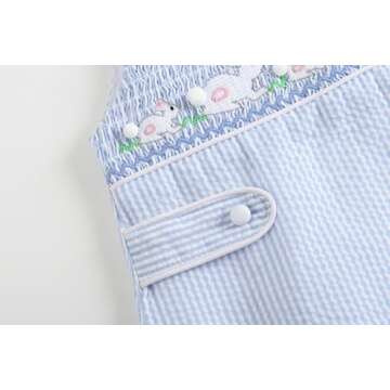 Charming Lil Cactus Blue Shortall with Bunny Design