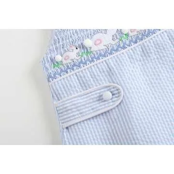 Charming Lil Cactus Blue Shortall with Bunny Design
