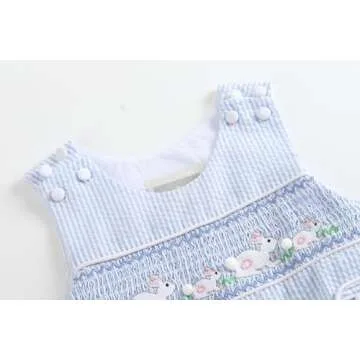 Charming Lil Cactus Blue Shortall with Bunny Design