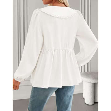 ZESICA Stylish Tie Front Peplum Top for Women