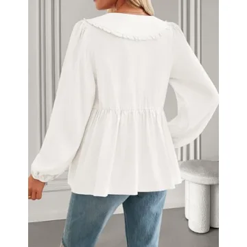 ZESICA Stylish Tie Front Peplum Top for Women