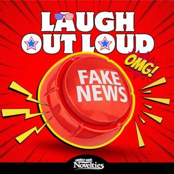 Fairly Odd Novelties Trumped Up Fake News Button - 7 Hilarious Donald Trump Sayings for Political Humor - Red, A Must-Have for Parties and Office Fun!