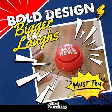Fairly Odd Novelties Trumped Up Fake News Button - 7 Hilarious Donald Trump Sayings for Political Humor - Red, A Must-Have for Parties and Office Fun!