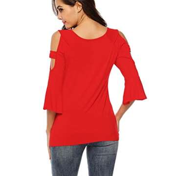 Florboom Womens Casual Cold Shoulder T Shirts Red