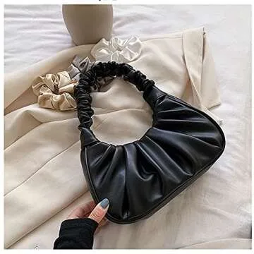 Purse Vintage Retro Shoulder Bag Vegan Leather 90s Rachel Bag Mini Purse Fashion Bag Chic… (Midnig...