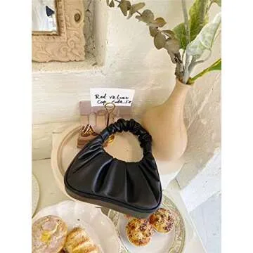 Purse Vintage Retro Shoulder Bag Vegan Leather 90s Rachel Bag Mini Purse Fashion Bag Chic… (Midnight Black)