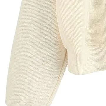 ZAFUL Women's Half Button Drop Shoulder Pocket Pullover Knitted Crop Sweater Jumper Tops White