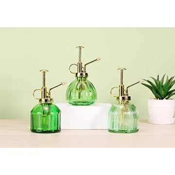 Aebor Green Glass Plant Mister with Gold Top Pump