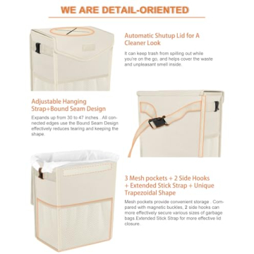 Portable Leakproof Car Trash Can with Lid