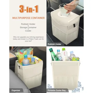 Portable Leakproof Car Trash Can with Lid