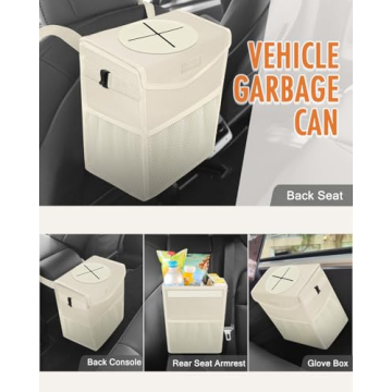 Portable Leakproof Car Trash Can with Lid