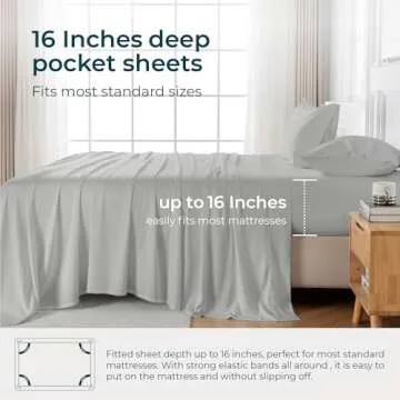GOKOTTA Queen Size Cooling Bamboo Sheets Set - Soft & Durable