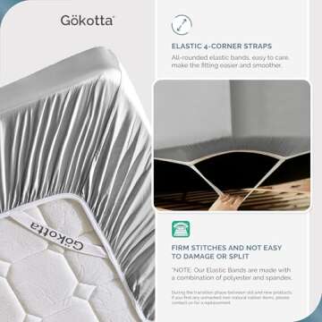 GOKOTTA Queen Size Bed Sheets 4 Piece Set, Super Soft Sheets, Cooling Sheets for Hot Sleepers - Hotel Luxury Silky Breathable Sheets, Deep Pocket Up to 16" - Durable Double Stitched (Grey)