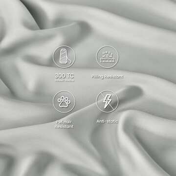 GOKOTTA Queen Size Bed Sheets 4 Piece Set, Super Soft Sheets, Cooling Sheets for Hot Sleepers - Hotel Luxury Silky Breathable Sheets, Deep Pocket Up to 16" - Durable Double Stitched (Grey)