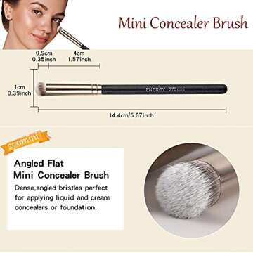 ENERGY Makeup Brushes Foundation Brushes for Liquid Makeup Professional Kabuki Foundation Brush Concealer Brush Under Eye Nose Contour Brush for Liquid Cream Powder Blending Buffing with Travel Case