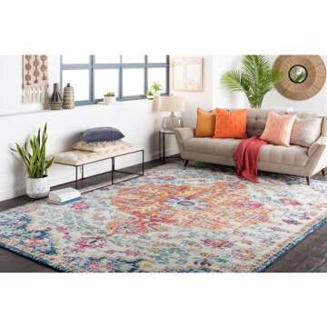 Livabliss Odelia Vintage Bohemian Area Rug,7'10" x 10'3",Orange/Navy