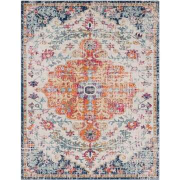 Livabliss Odelia Vintage Bohemian Area Rug,7'10" x 10'3",Orange/Navy