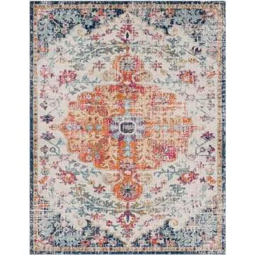 Livabliss Odelia Vintage Bohemian Area Rug,7'10" x 10'3",Orange/Navy