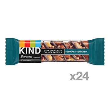 KIND Healthy Snack Bar, Dark Chocolate Nuts & Sea Salt, 5g Sugar | 6g Protein, Gluten Free Bars, 1.4 OZ, 24 Count