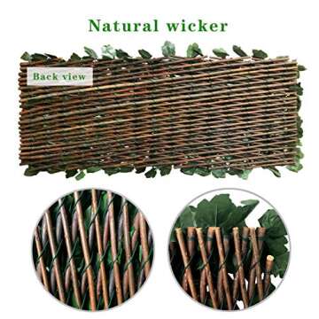 BYBAG Expandable Faux Ivy Fence Privacy Screen for Patio Outdoor Balcony Bedroom Decor,Artificial Dark Green Maple Leaves Wall Decoration Fencing Panel(Single Sided Leaves)