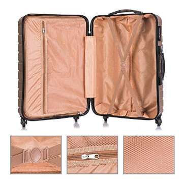 Apelila 4 Piece Hardshell Luggage Sets, Champagne Gold Travel Suitcase, Check in & Carry On Luggages with Spinner Wheels Free Cover& Cloth Hanger Inside, 18 inch 20 inch 24 inch 28 inch
