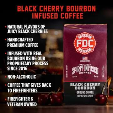 Fire Department Coffee - Black Cherry Bourbon Coffee - Gives Back to Firefighters - Premium Bourbon ...