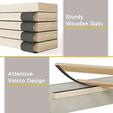 Fluest Full Bed Frame Upholstered Bed Frame Platform with Adjustable Headboard Linen Fabric Headboard Wooden Slats Support/No Box Spring Needed/Easy Assembly/Mattress Foundation, Beige